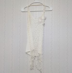 Dolce Cabo Top Women's Size Large Halter Mermaid Netting Floral Fisherman